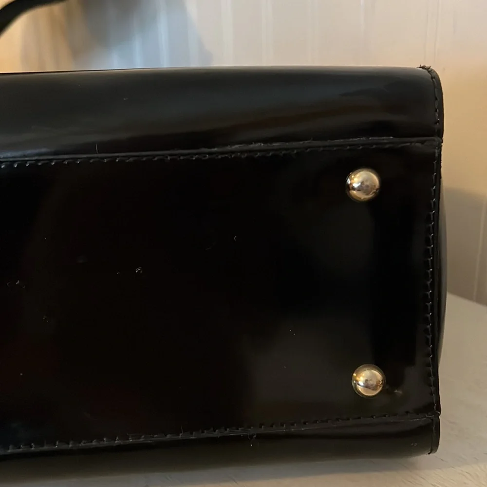 Vintage Alberto di Canio large Italy black patent leather satchel purse